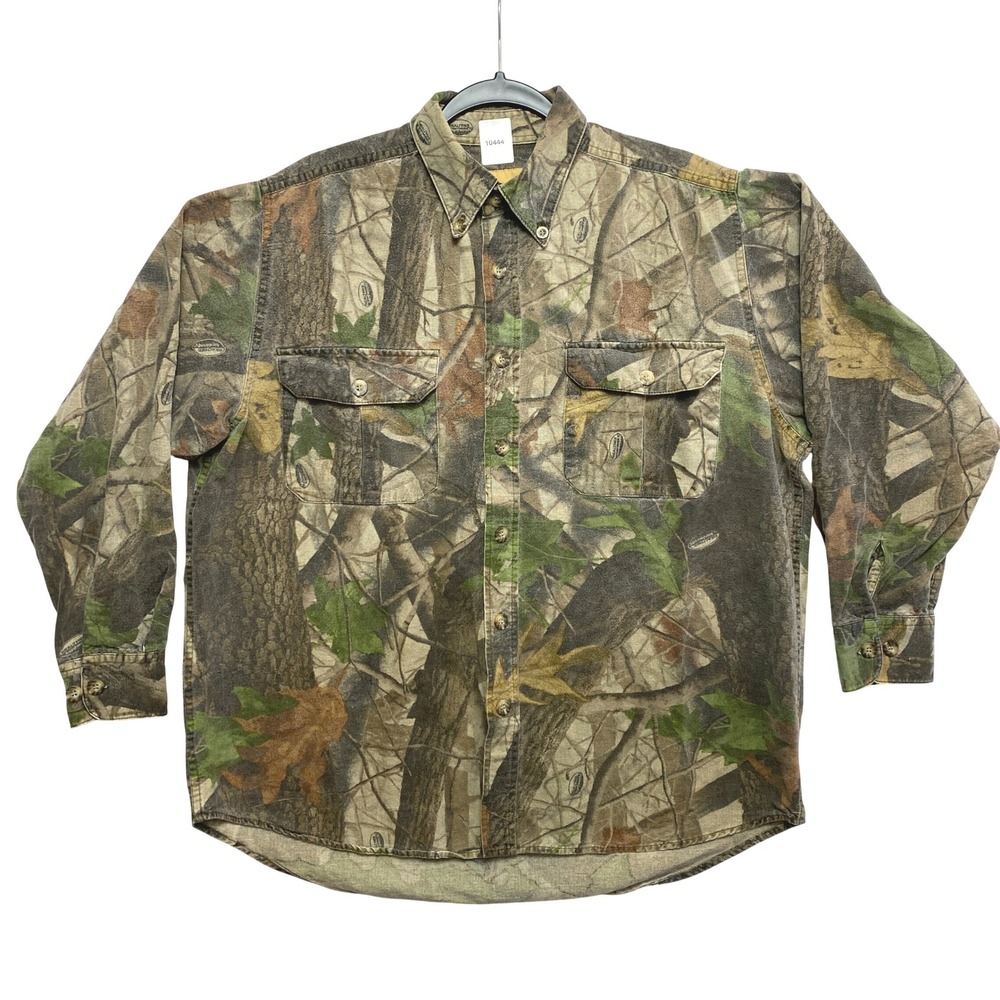 Wells Creek Shirt Mens XL Green Long Sleeve Realtree Camo Button Up